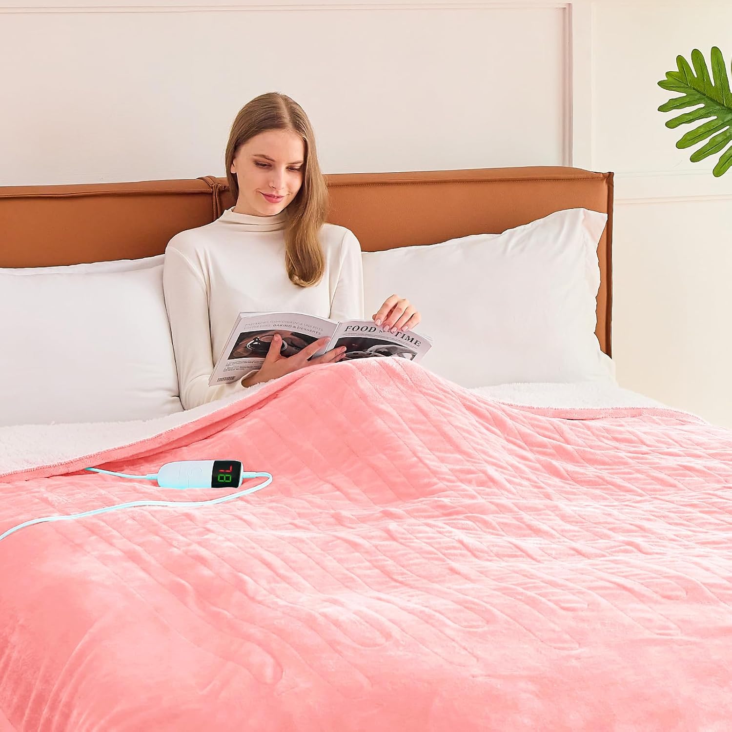 Detalle de BOMOVA Heated Electric Blanket, Full Size 72" x 84" with 10 Heating Levels and 8-Hour Auto Off