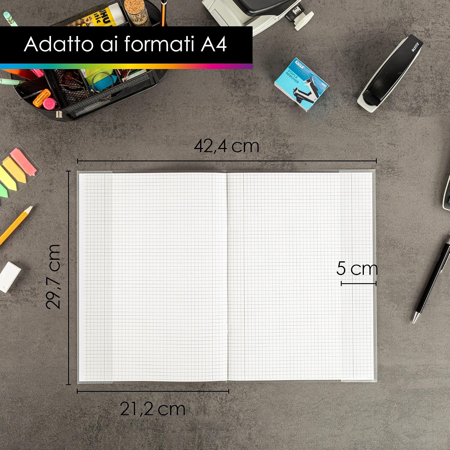 Detalle de OfficeTree Copertine Trasparenti A4 25x – Foderine per Quaderni in Plastica PP Ecologica, Resistente allo Sporco e all'Acqua