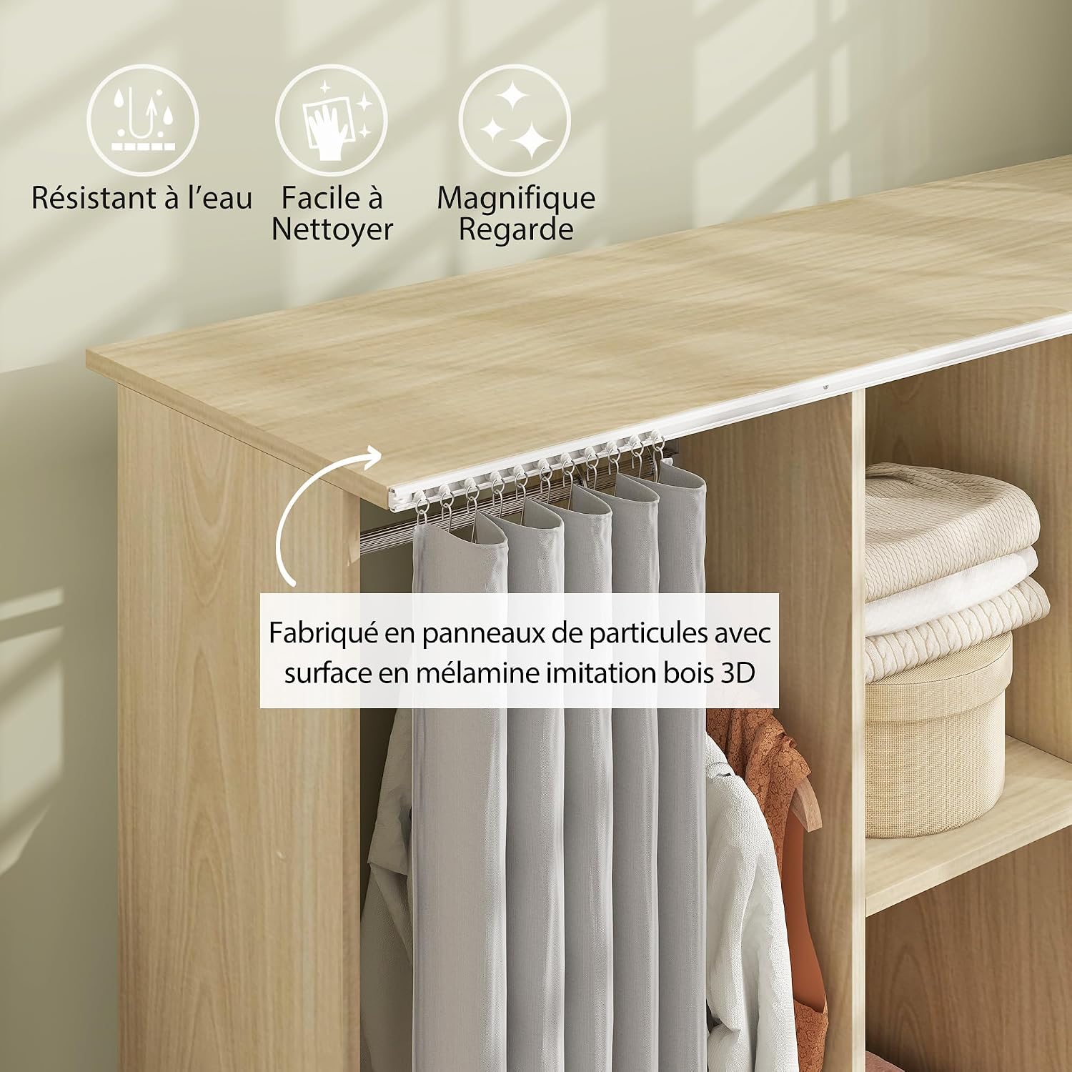 Detalle 2 de HOMCOM Armoire penderie 120 x 40 x 128 cm