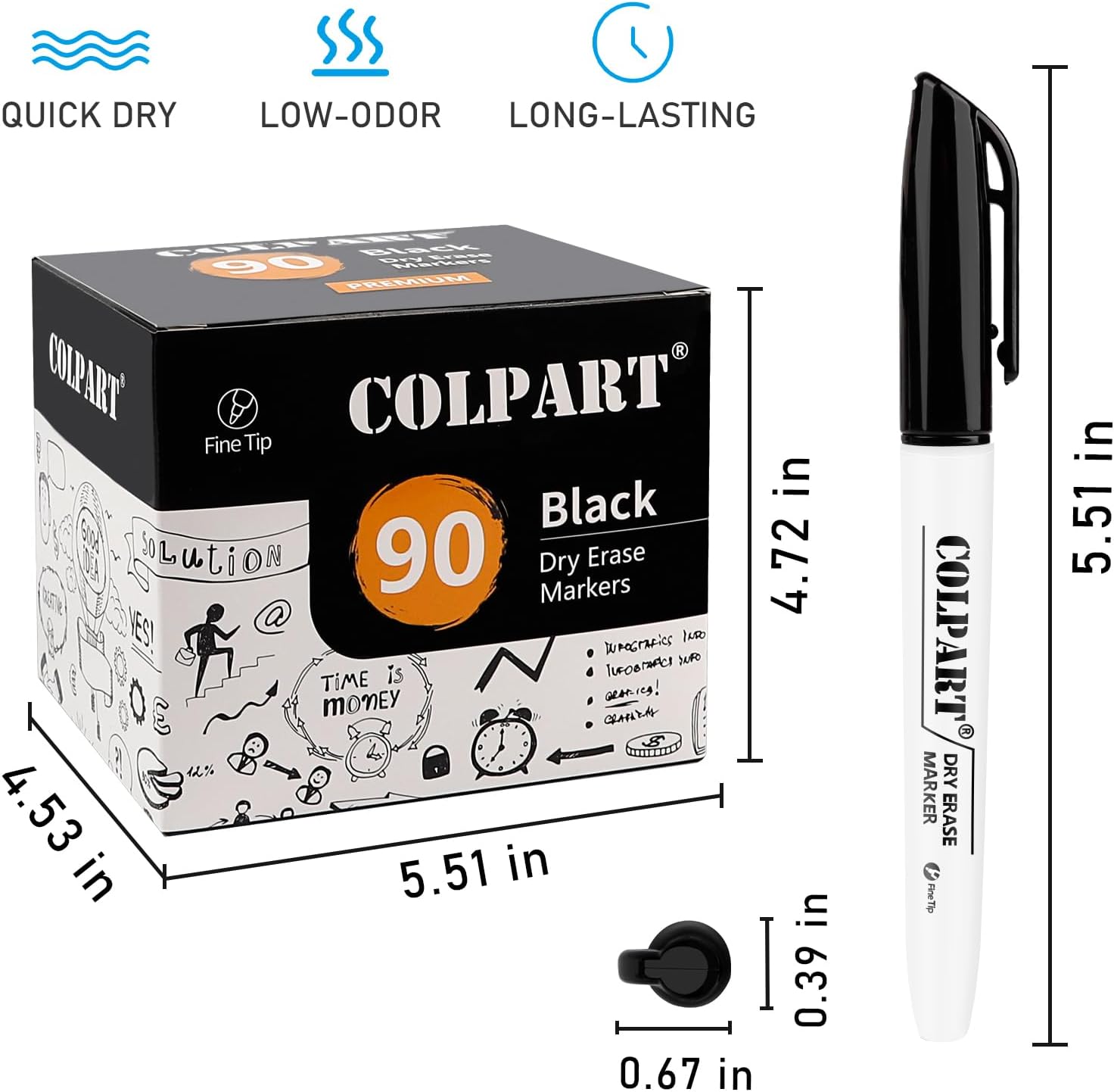 Thumbnail 2 de colpart Dry Erase Markers 90-pack black 🖊