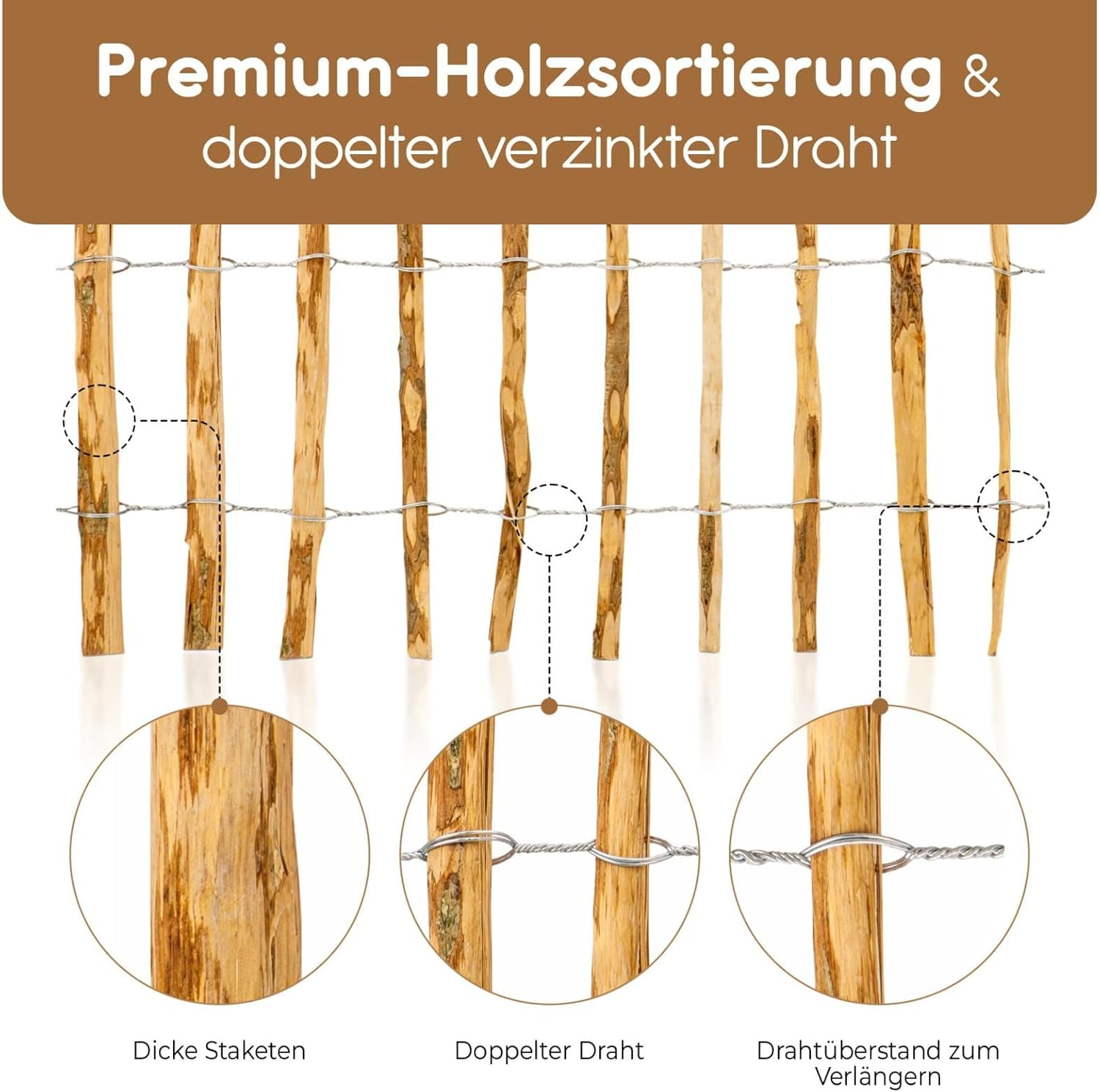 Thumbnail 3 de BooGardi Staketenzaun 90 cm hoch (90cm x 5m) aus Holz mit Lattenabstand 7–9 cm