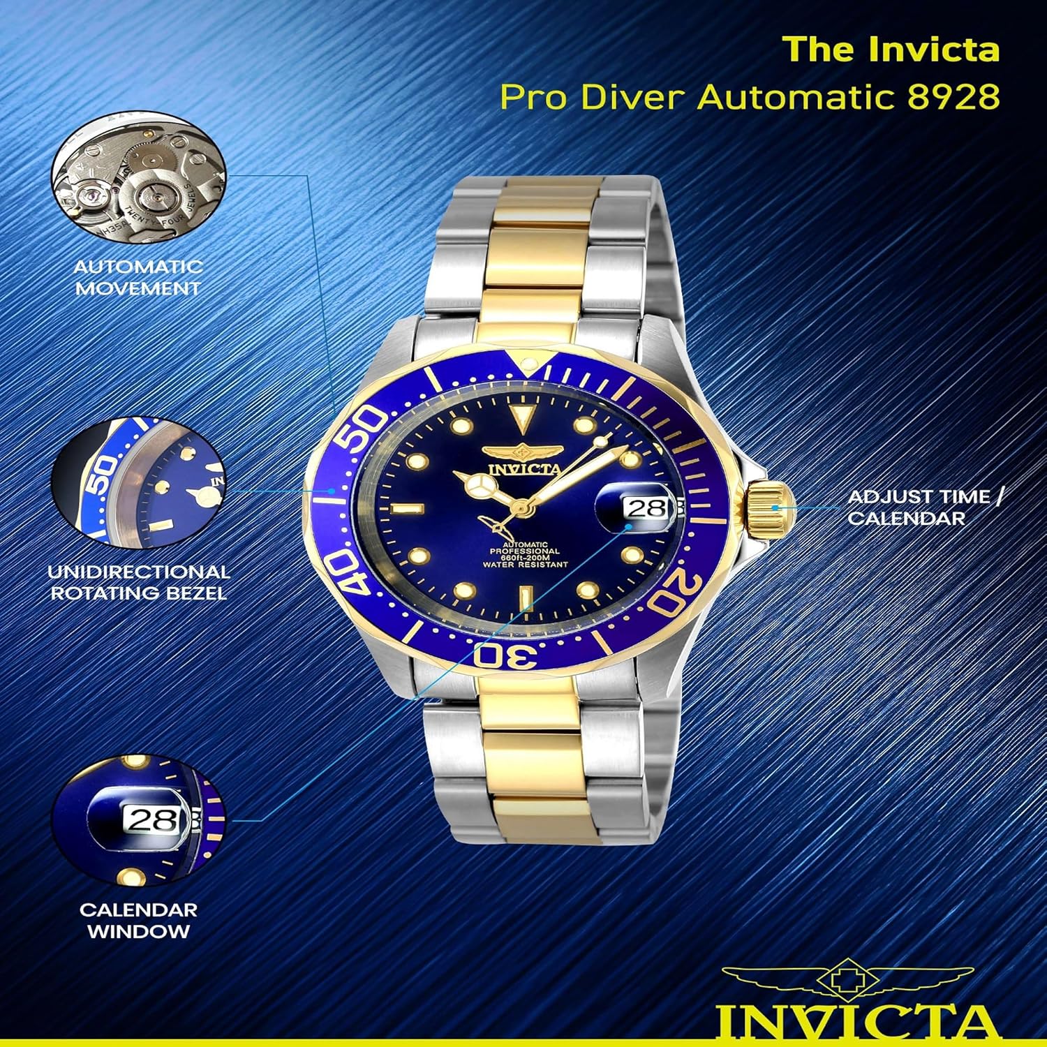 Thumbnail 3 de Invicta Pro Diver 8928 : montre homme automatique 40 mm en acier inox, cadran bleu