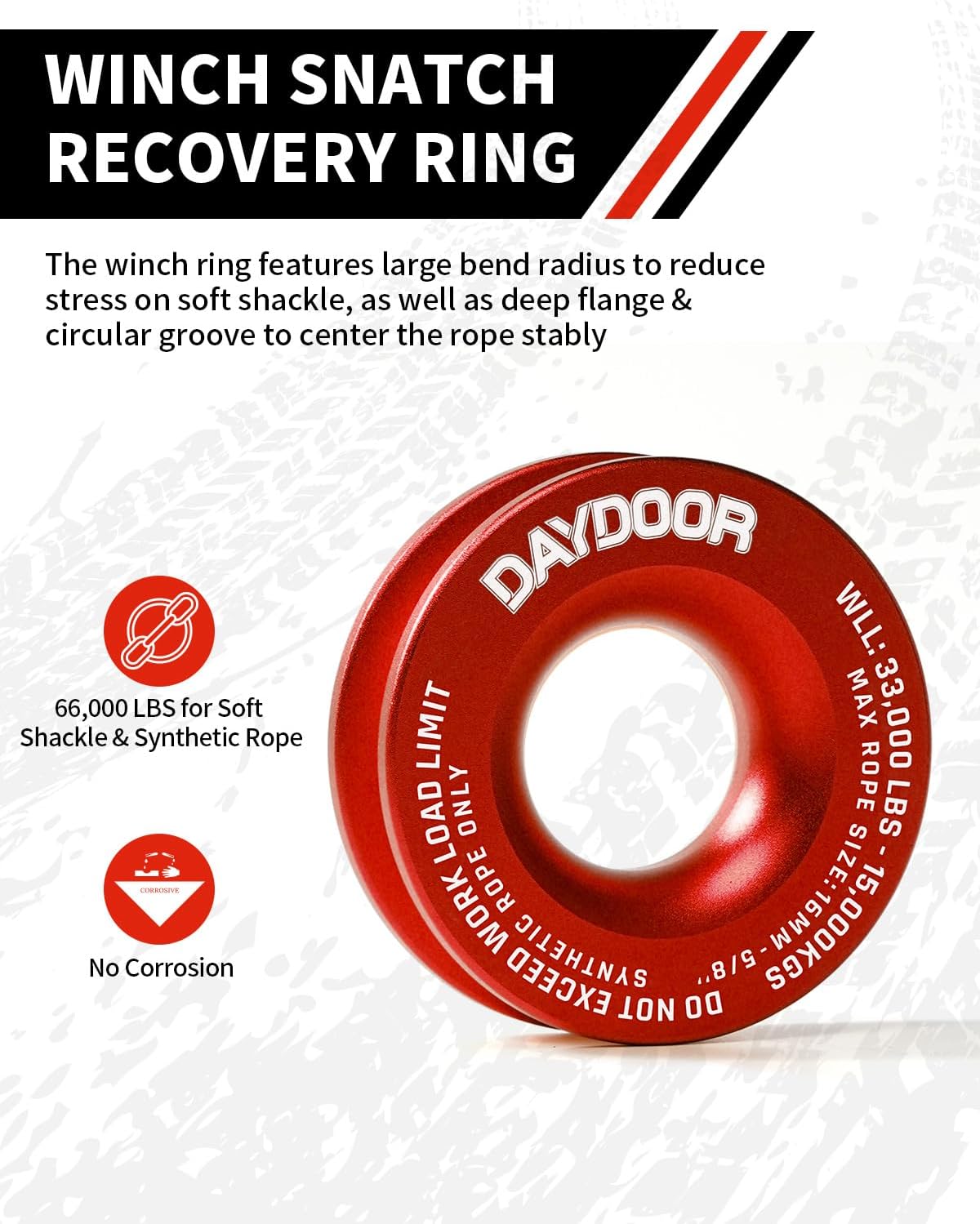 Thumbnail 2 de DAYDOOR 56,000 LBS Soft Shackle Recovery Kit (2-Pack) with 7075 Aluminum Snatch Ring