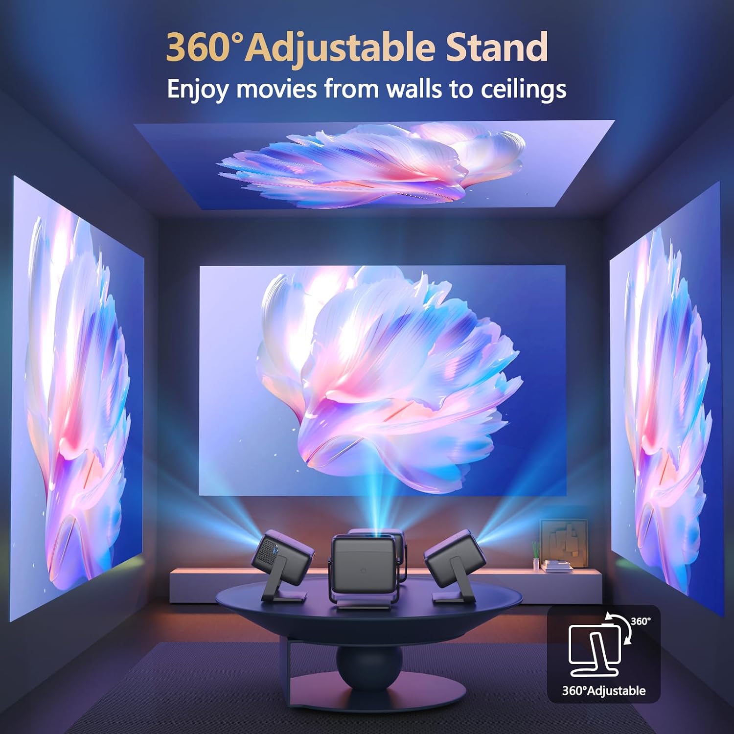 Detalle de GO2 Outdoor 4K Projector with 360° Stand — 4500 ANSI Brightness, 65W DoIby Audio, Built-in Apps