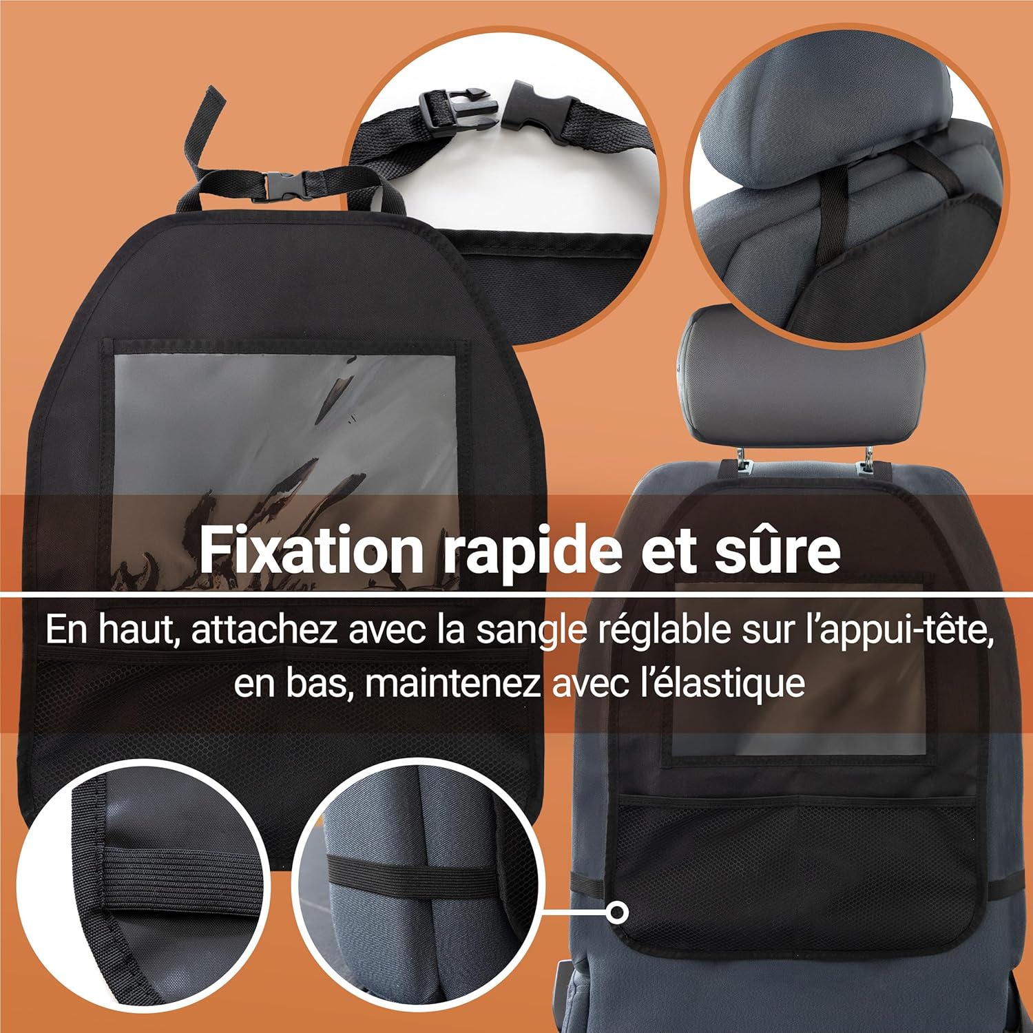 Thumbnail 5 de Zamboo Organisateur Voiture Enfant avec pochette tablette (jusqu’à 11") pour protéger le dossier et ranger | Noir