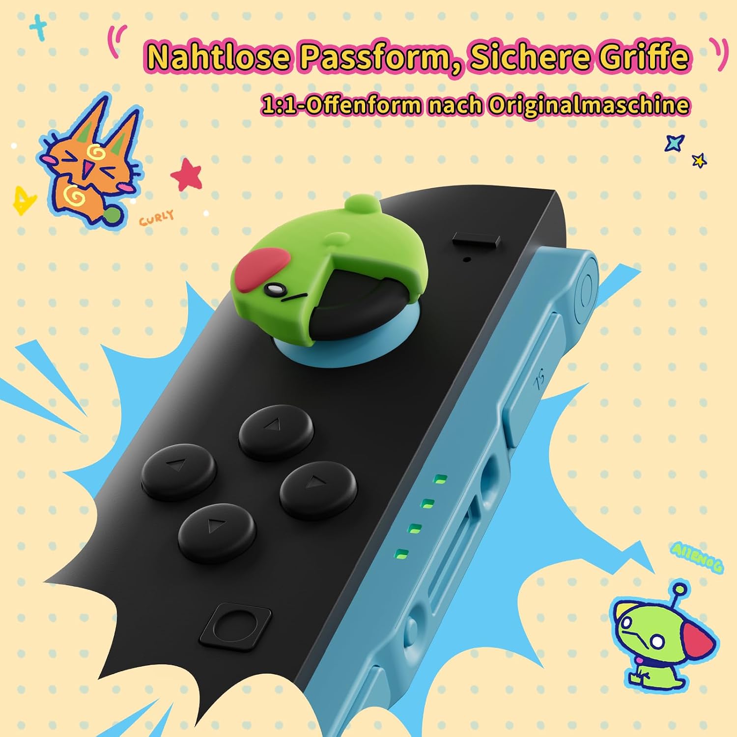 Detalle de GeekShare Silikon-Joystick-Kappen für Switch 2 – Thumbstick-Grips (4 Stück), rutschfest