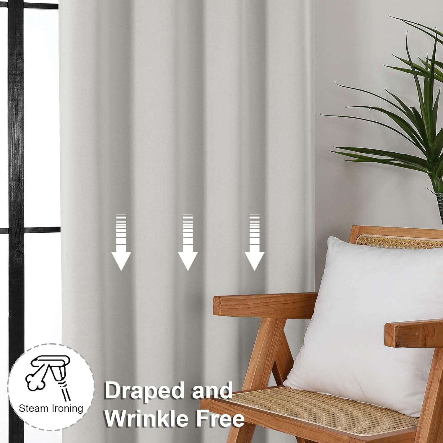 Thumbnail 6 de Simplebrand Ava Natural Blackout Curtains – 2 Panels, 90-Inch Long, Solid Blackout for Bedroom and Living Room