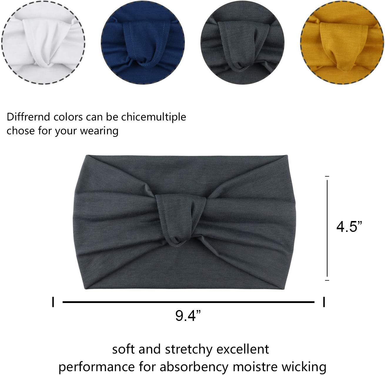 Detalle 2 de Dreshow turban headband 4 pack, wide 17in