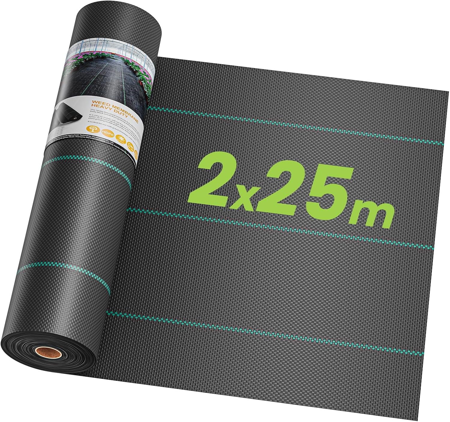 Detalle de Telo Pacciamatura Anti Erbacce OUNUO 2m x 25m – 90 g/m², permeabile e UV resistent