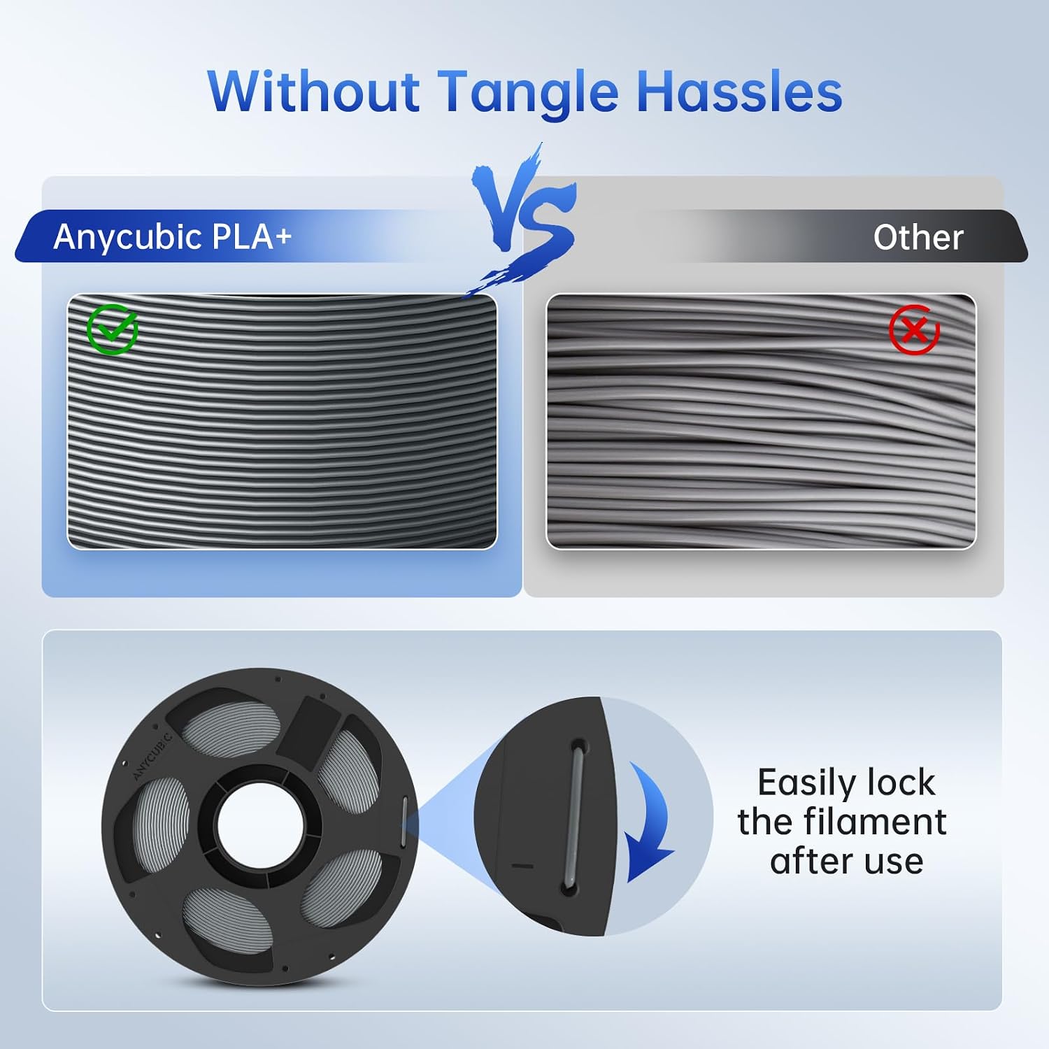 Thumbnail 5 de ANYCUBIC PLA+ 3D Printer Filament 1.75mm – High Toughness, High Dimensional Accuracy (10 x Texture Grey)