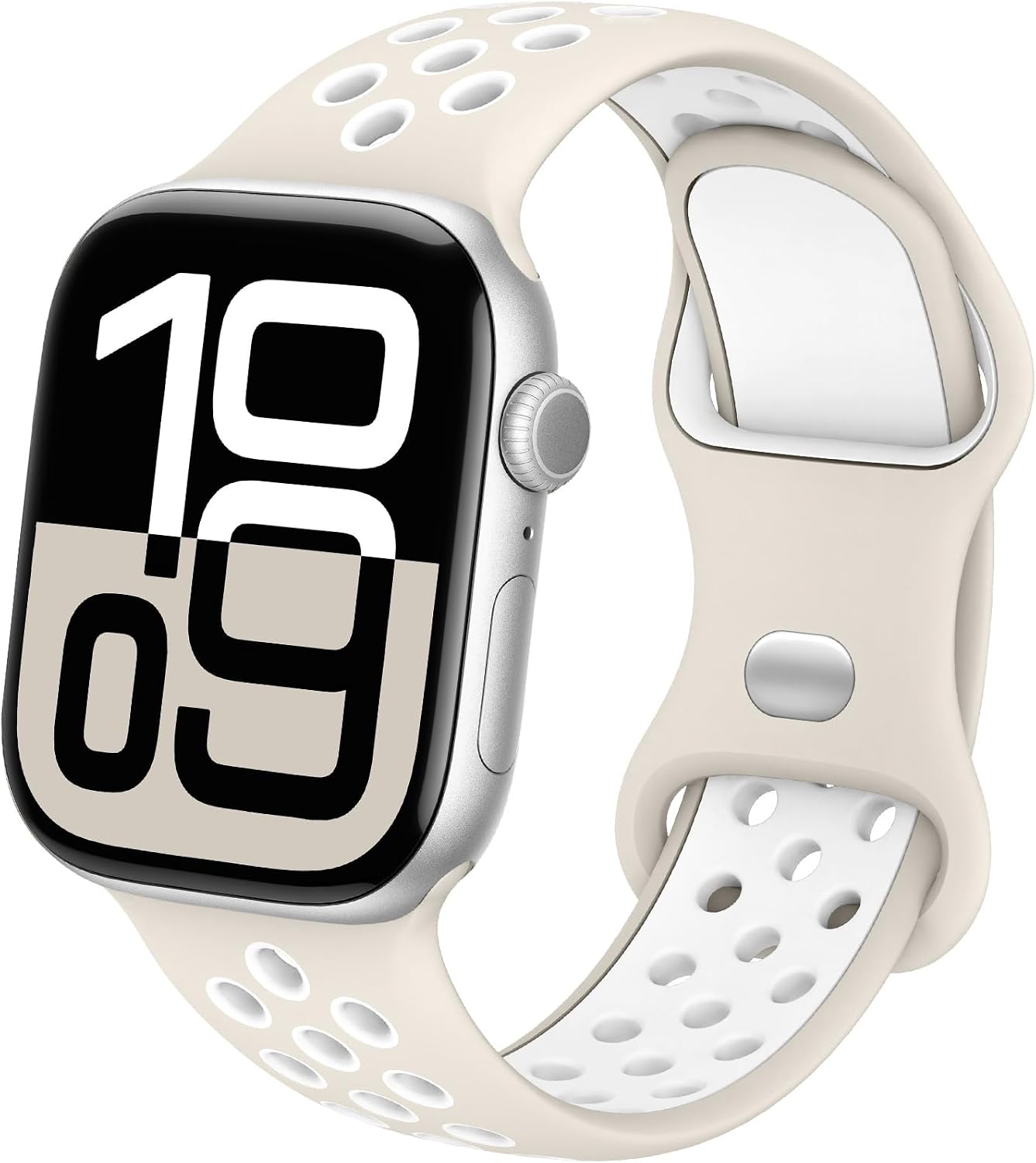 Detalle de Yoohoo Sport Strap for Apple Watch (38–49mm): Breathable, dual‑colour silicone band for all models