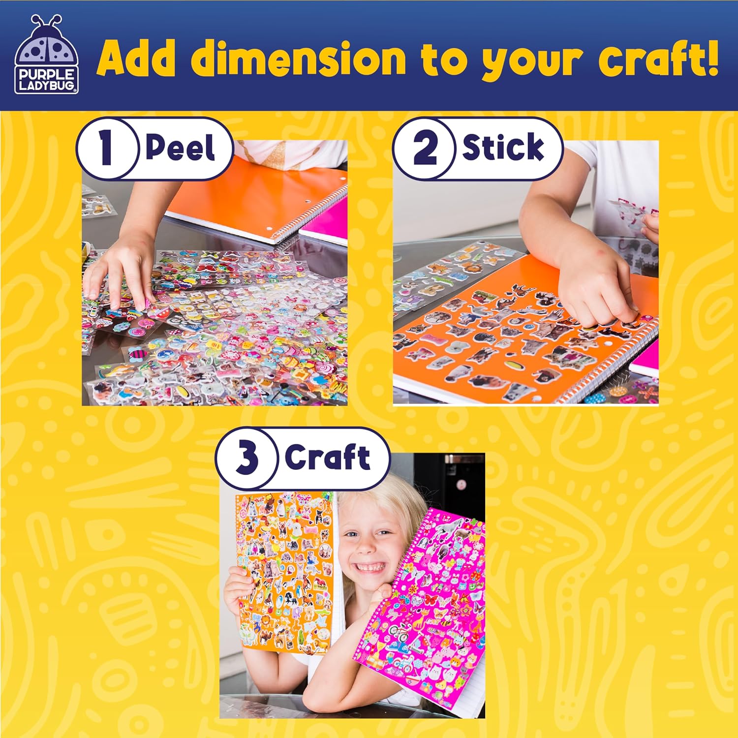 Thumbnail 5 de PURPLE LADYBUG 2000 PCS 3D Puffy Stickers for Kids 🎨