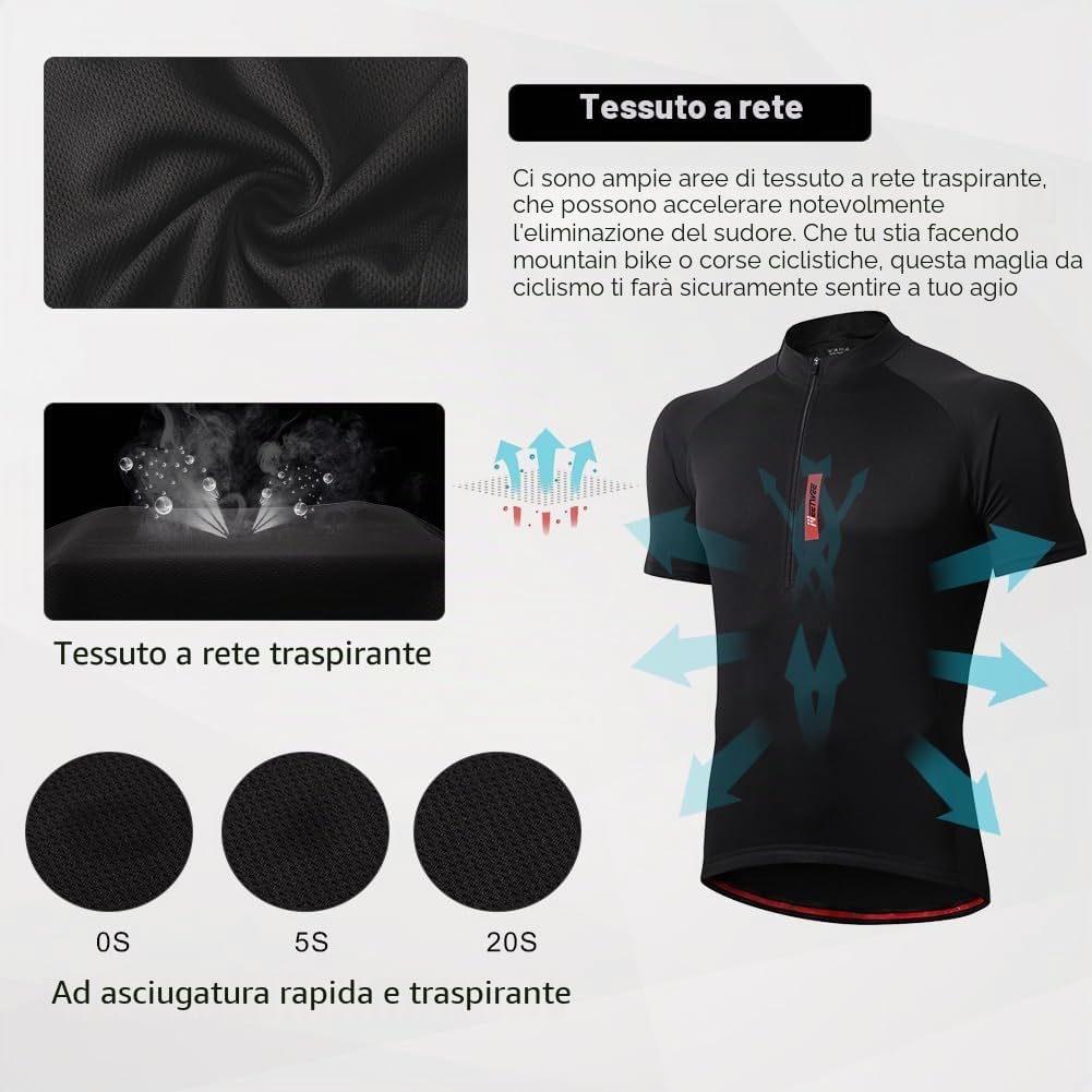 Detalle de FEIXIANG maglia ciclismo maniche corte con zip lunga e 3 tasche off-road