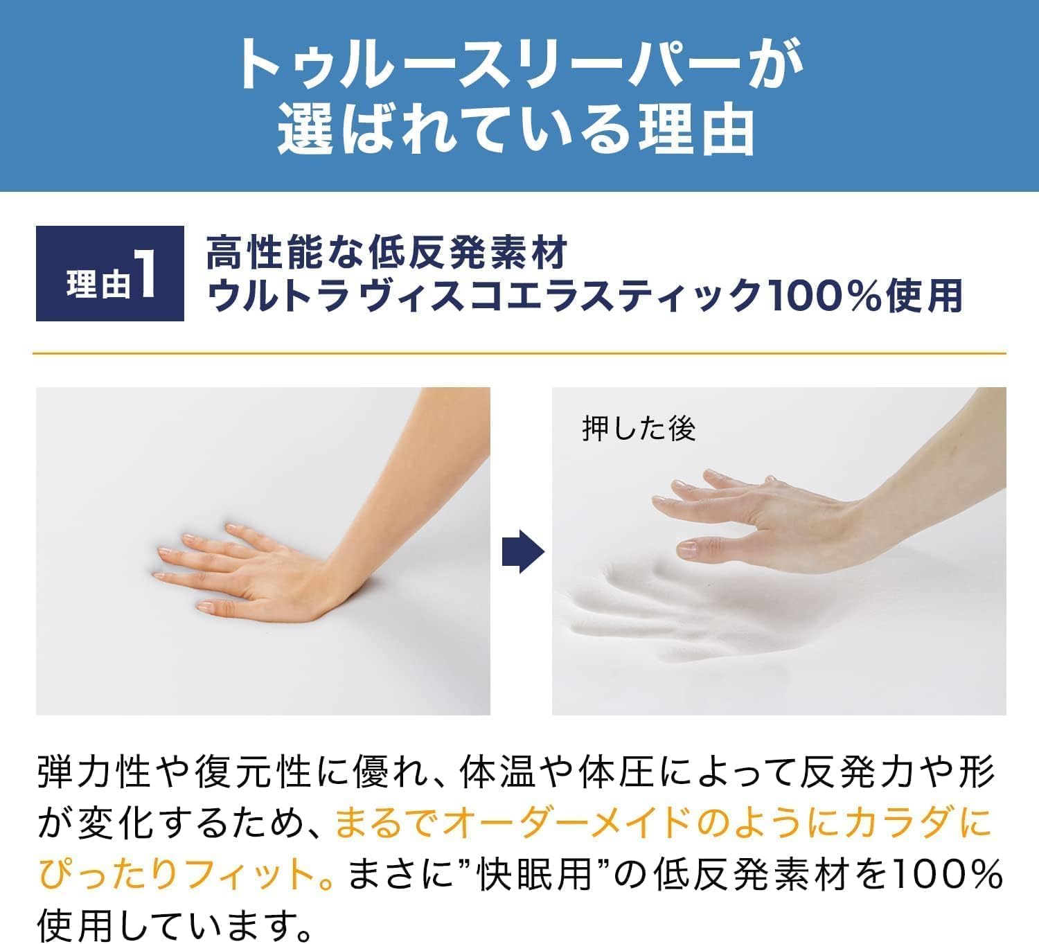 Detalle de ショップジャパン トゥルースリーパー プレミアケア TRCSMAMR セミダブル 低反発マットレス 5cm