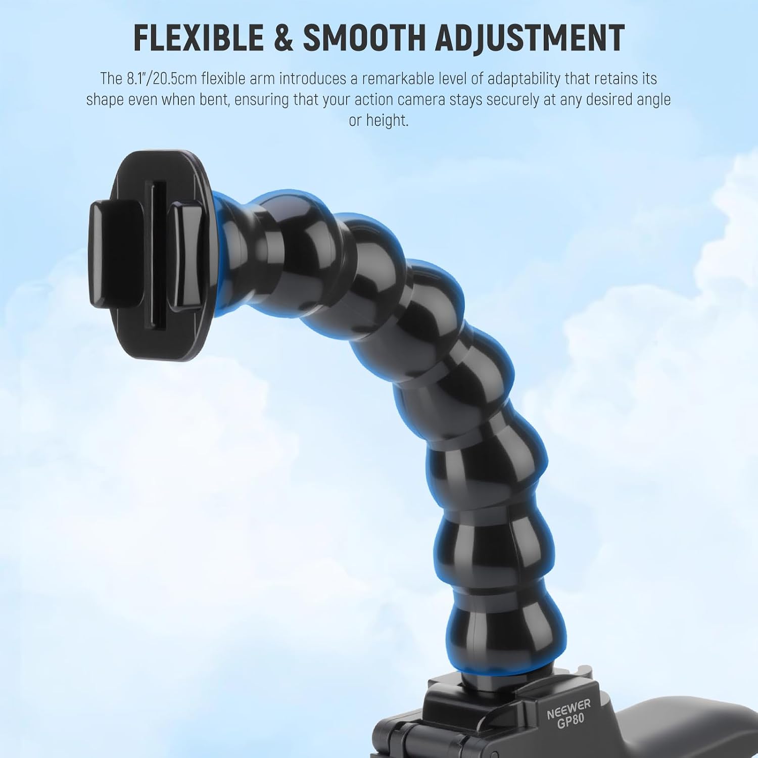 Detalle de NEEWER GP-80 Support à pince flexible (super clamp) pour GoPro et DJI Action