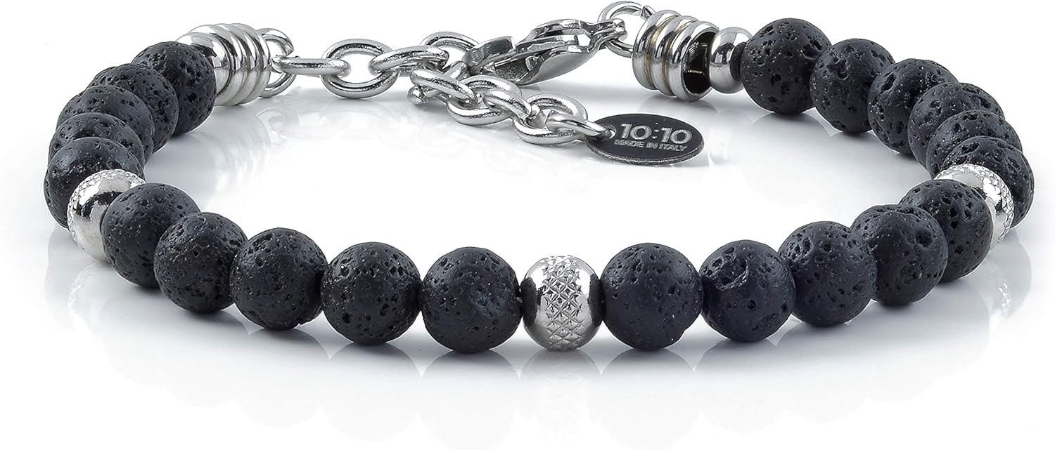 Detalle 2 de 10:10 Bracciale pietra lavica 21 cm