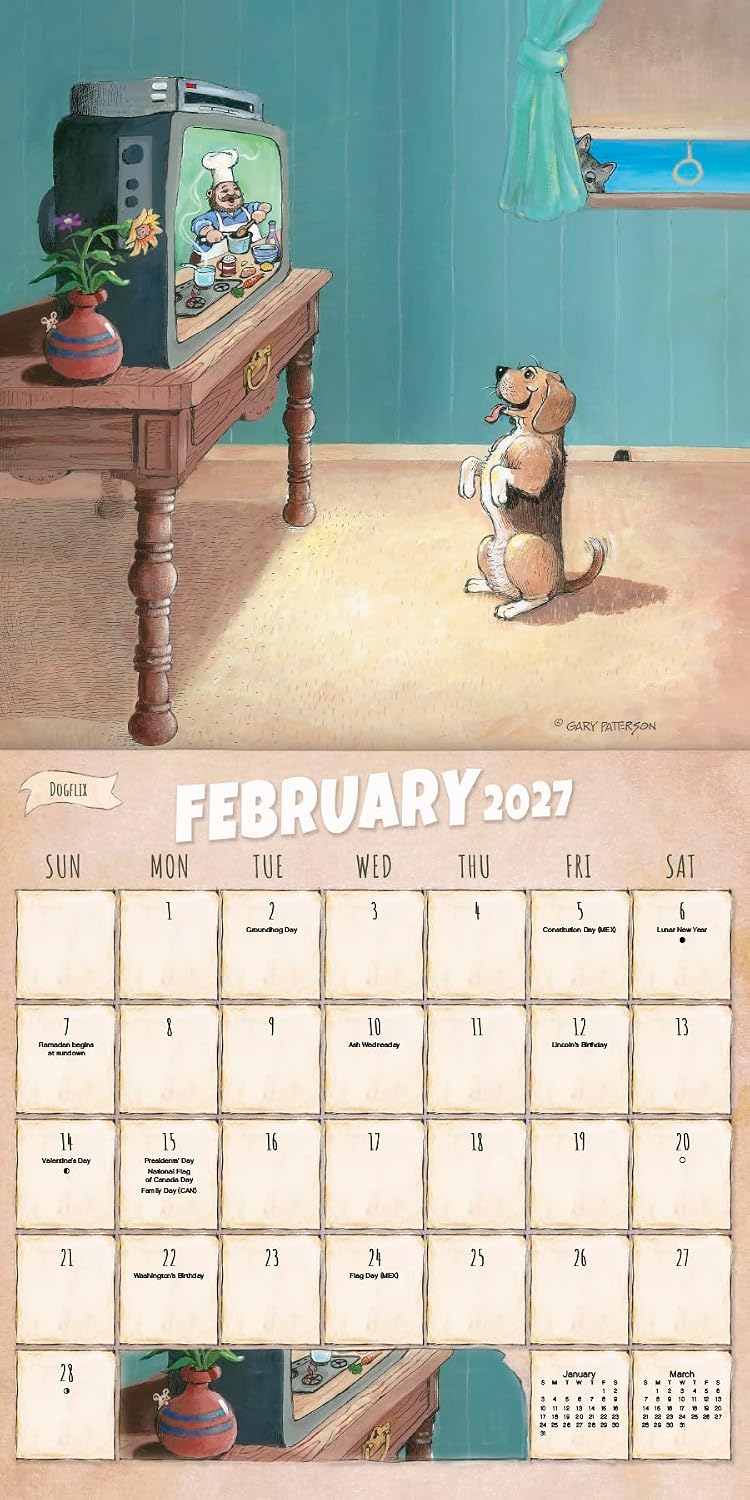 Detalle de Gary Patterson 2027 Dogs Wall Calendar, 16-Month Layout, 12" x 12