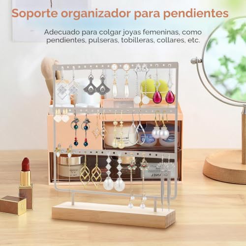Detalle de SZSMW 60: Organizador y Expositor de Pendientes de 3 Capas (60 Compartimentos)