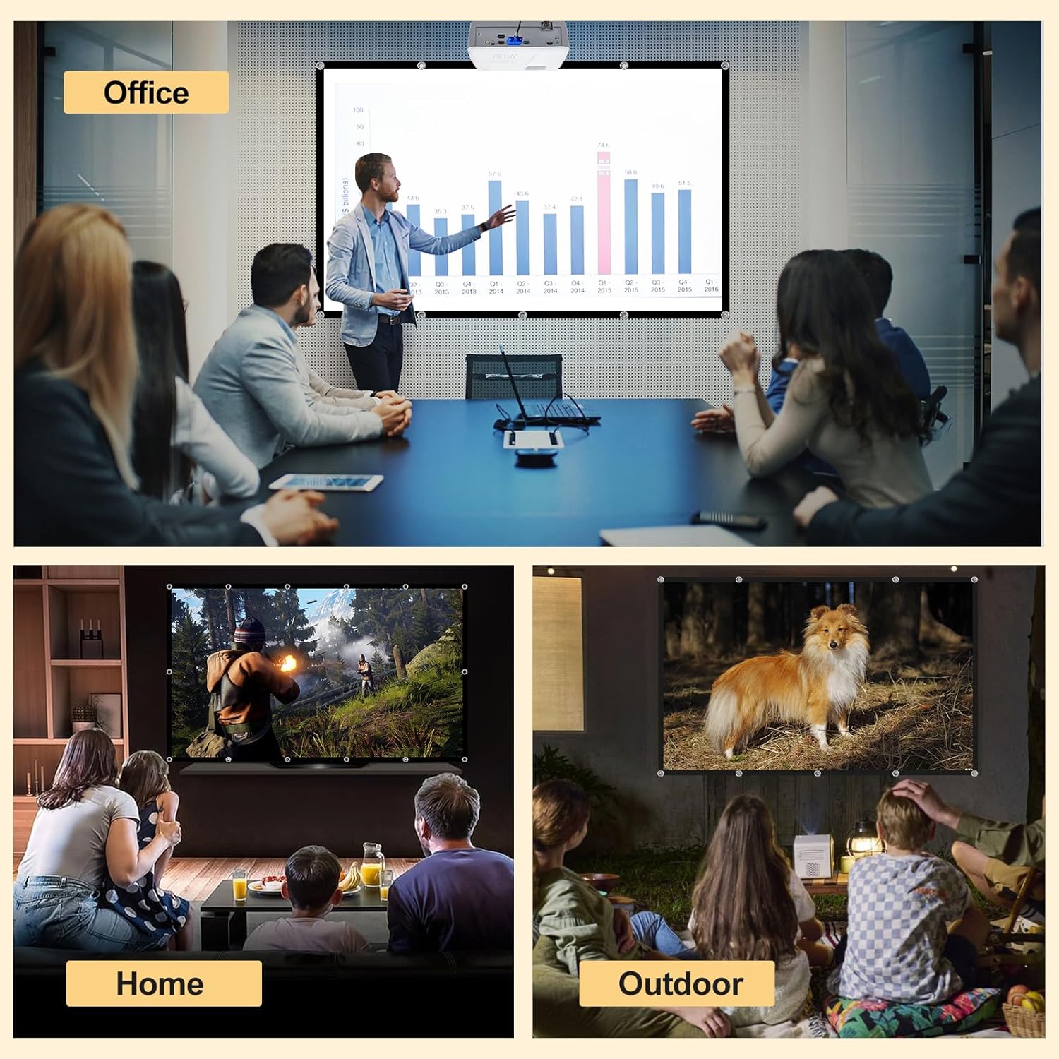 Thumbnail 5 de XINLEMY Foldable 120-inch 16:9 Projector Screen (black back, anti-crease, portable)