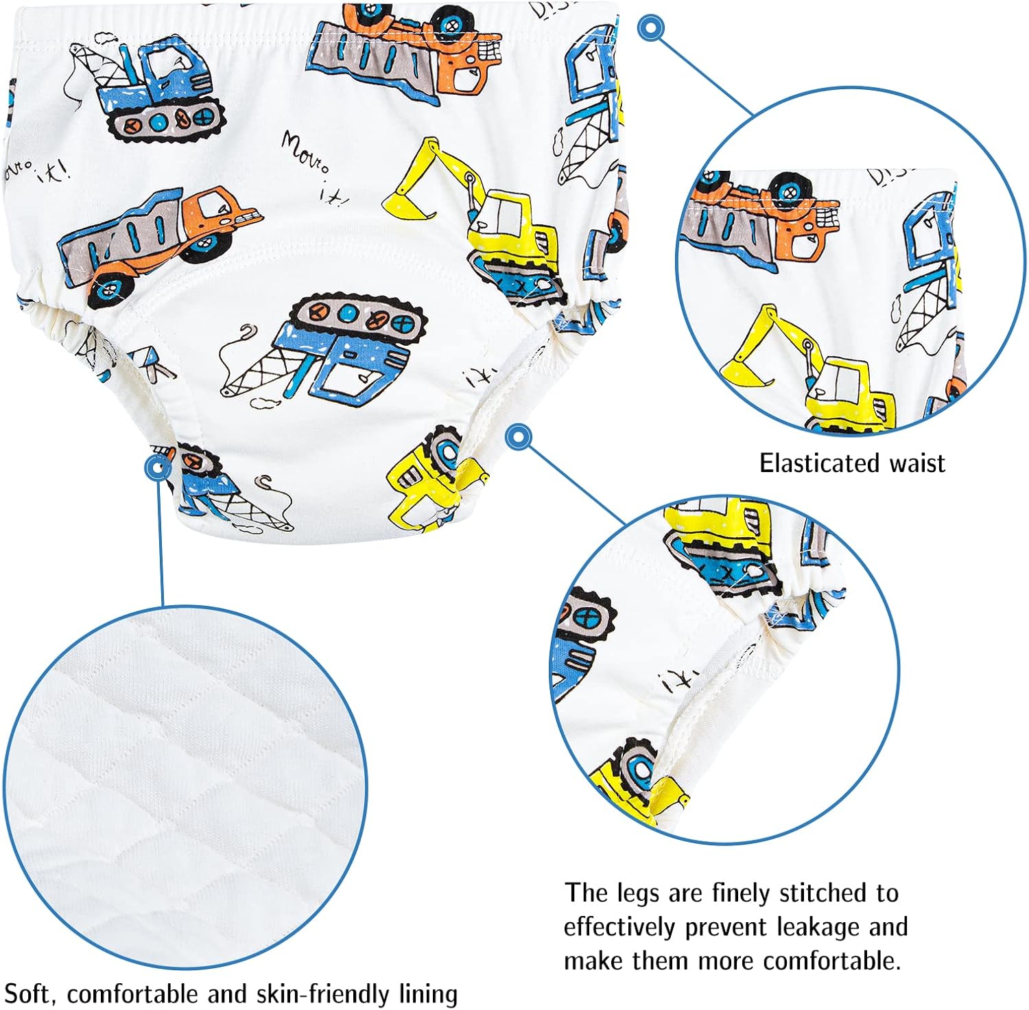 Detalle de Heekcaa reusable potty training pants (6 pack) for boys and girls, soft cotton training underwear (2–6 years)