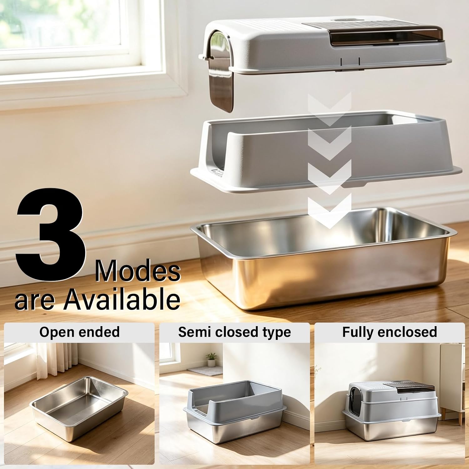 Thumbnail 2 de FUTAM Stainless Steel Litter Box