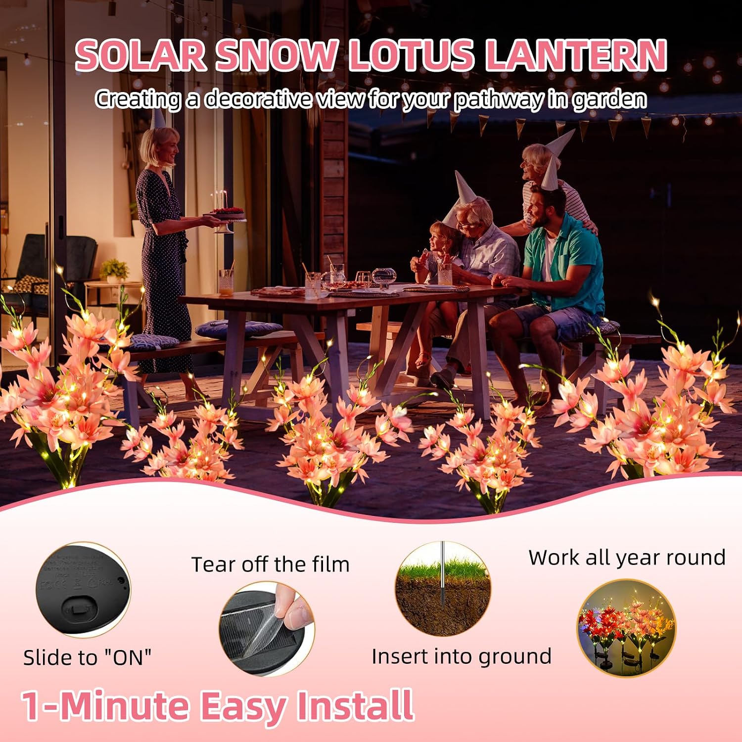 Thumbnail 4 de Solar Lights Outdoor Garden 2 Pack
