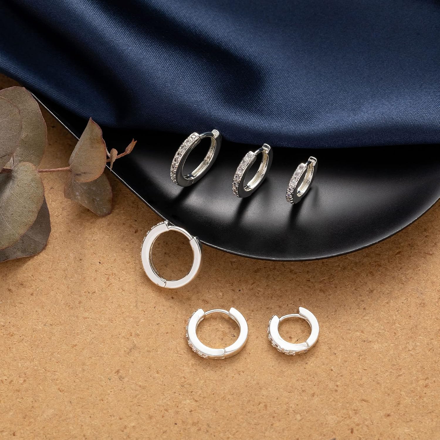 Thumbnail 6 de PABBEU Silver Hoops Earrings for Women – 6 Pairs of 925 Sterling Silver with Cubic Zirconia