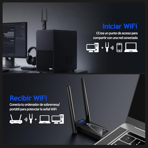 Detalle 2 de ElecMoga Adaptador WiFi USB 1300Mbps