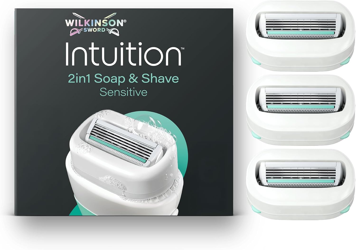 Detalle de Wilkinson Sword Intuition 2in1 Soap & Shave Sensitive pour femme – 3 recharges