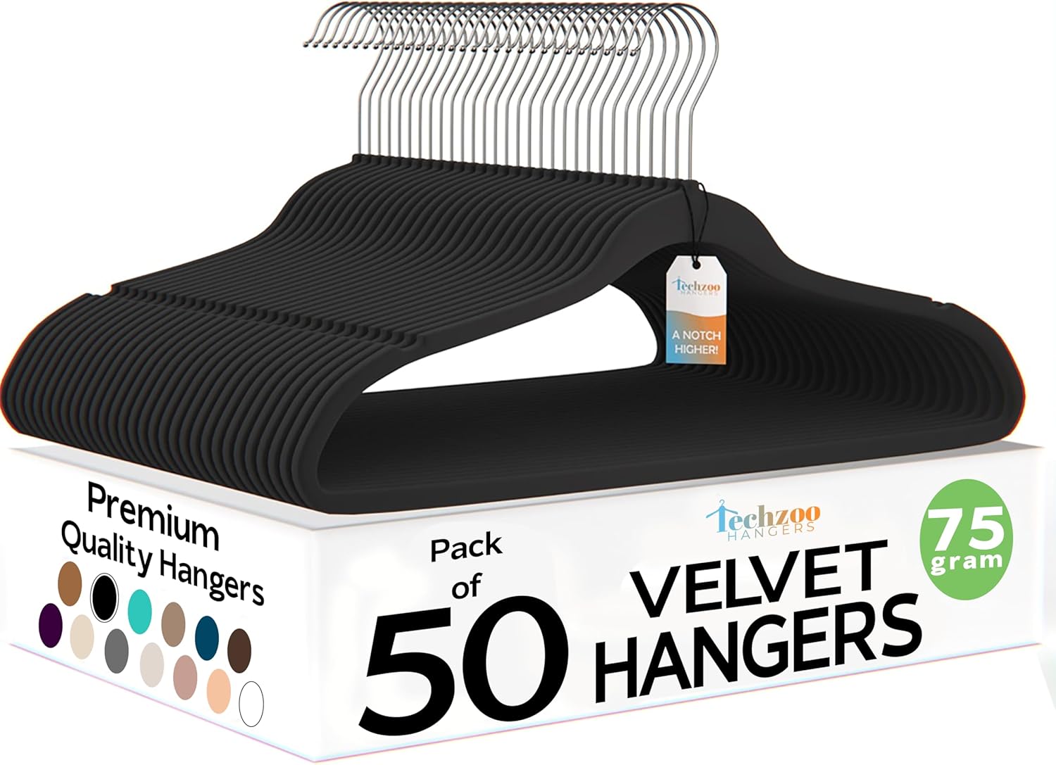 Detalle de Techzoo 50-Piece Velvet Hangers ⚙