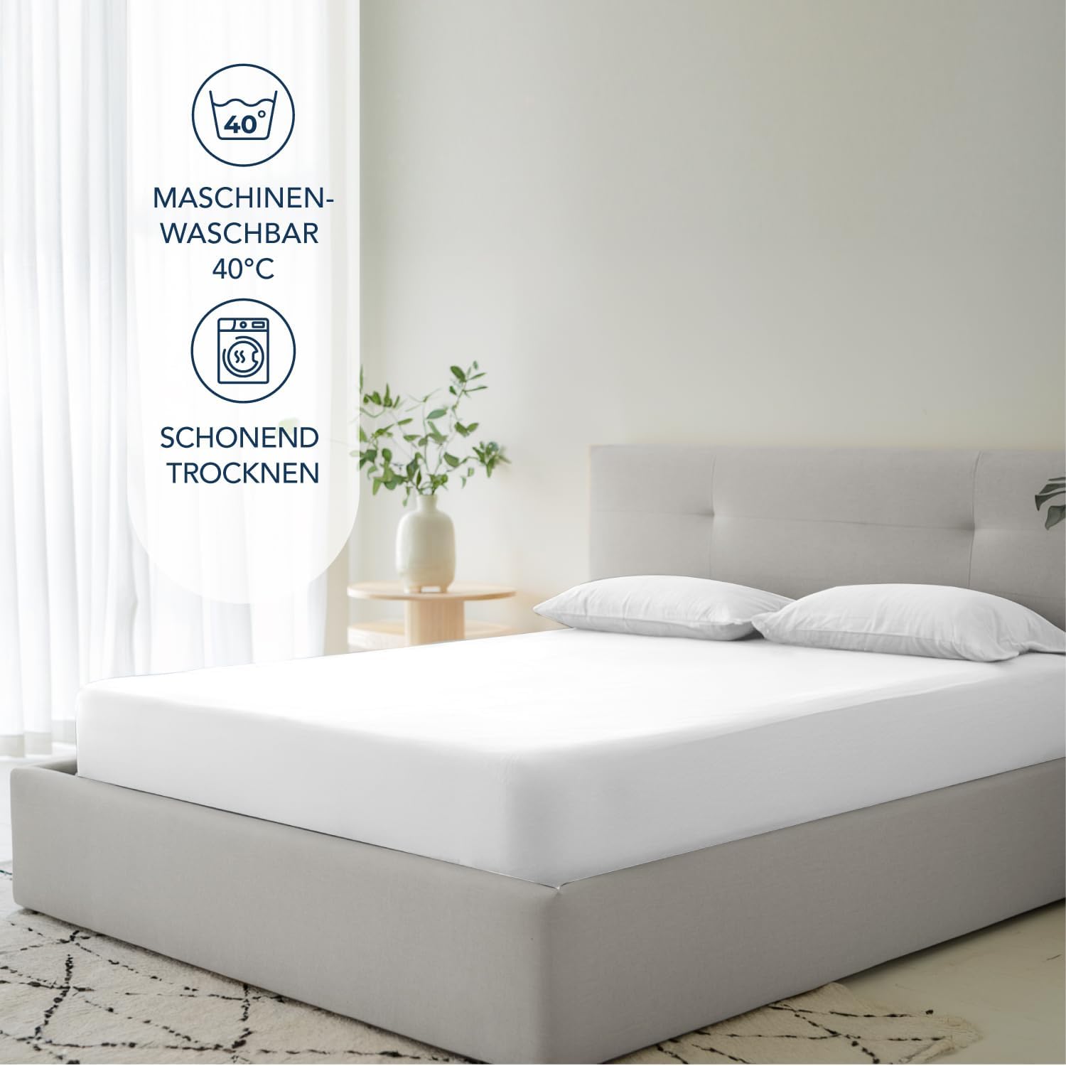 Detalle de Dreamzie Spannbettlaken 160 x 200 cm – 35 cm Tiefe Tasche, 100% Mikrofaser, Elfenbein
