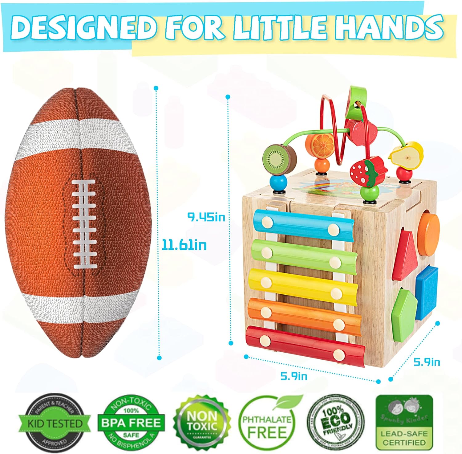 Thumbnail 5 de Wooden Activity Cube 8-in-1 Montessori Toys for 12M+ Toddlers 🎲