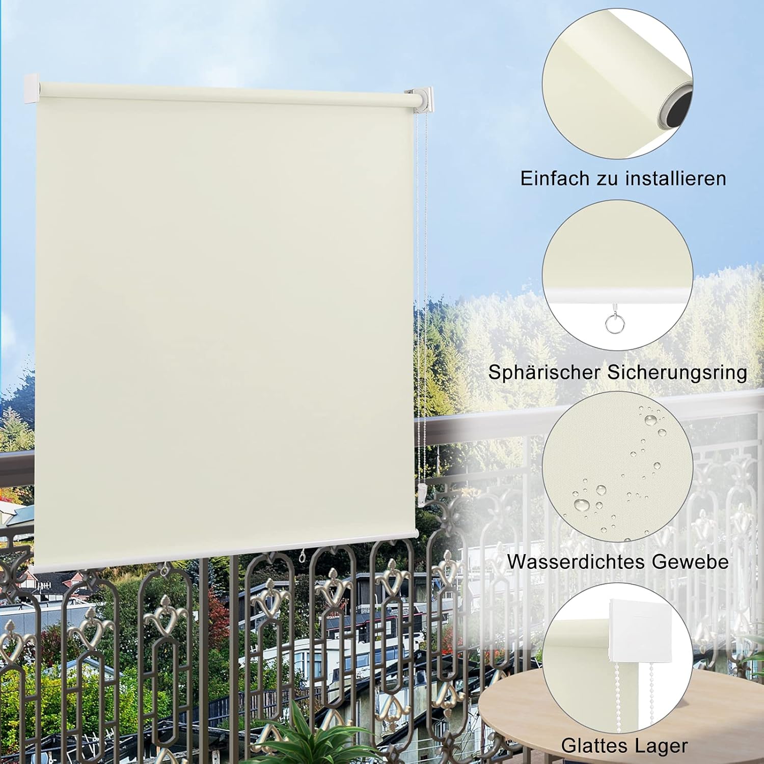 Thumbnail 2 de WOLTU Außenrollo Senkrechtmarkise mit UV- und Sichtschutz, Thermofunktion – Beige 140×240 cm