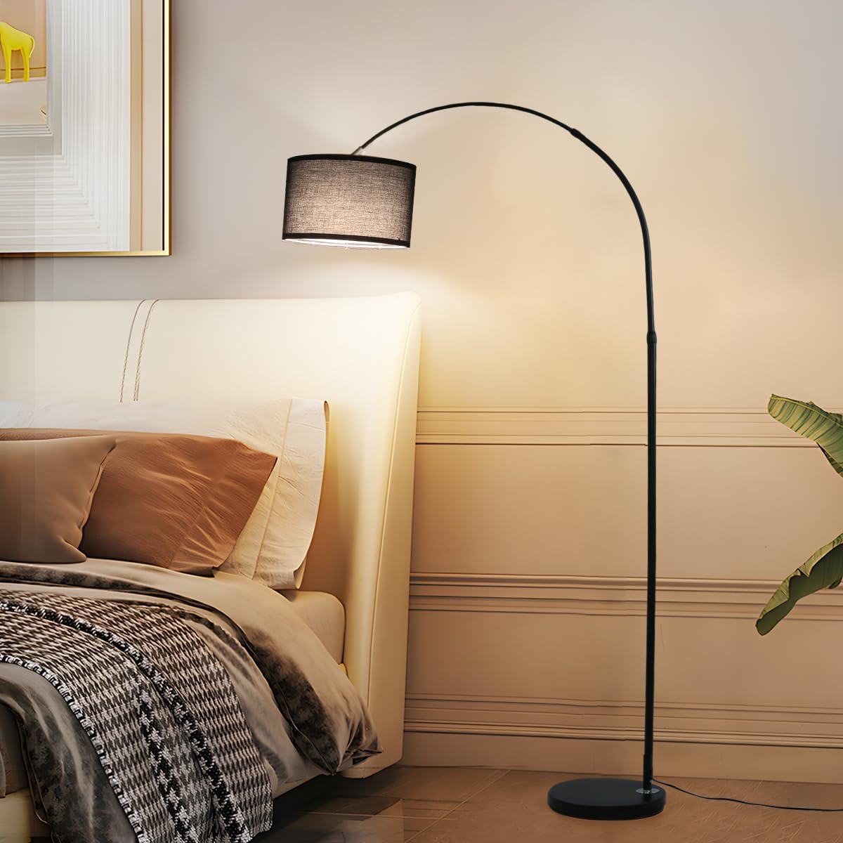 Detalle de ANTNELICHT LUNA Lampada da Terra ad Arco Vintage – Luce calda, design nordico e controllo a pedale