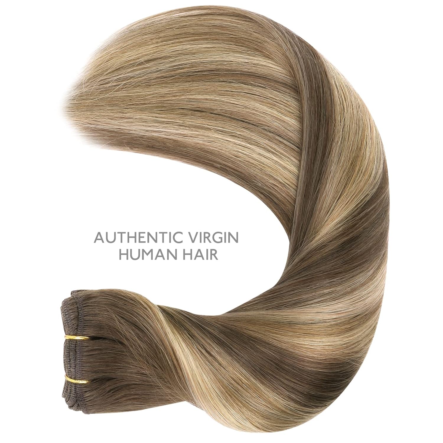 Thumbnail 5 de WENNALIFE Sew In Hair Extensions Real Human Hair – 20 Inch, Balayage Chocolate Brown to Caramel Blonde