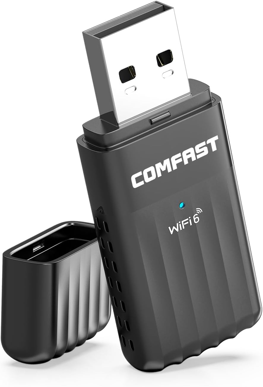 COMFAST WiFi 6 USB WLAN Stick (Dual Band) mit integrierter Antenne, MU‑MIMO und Bluetooth 5.3 für Windows 10/11
