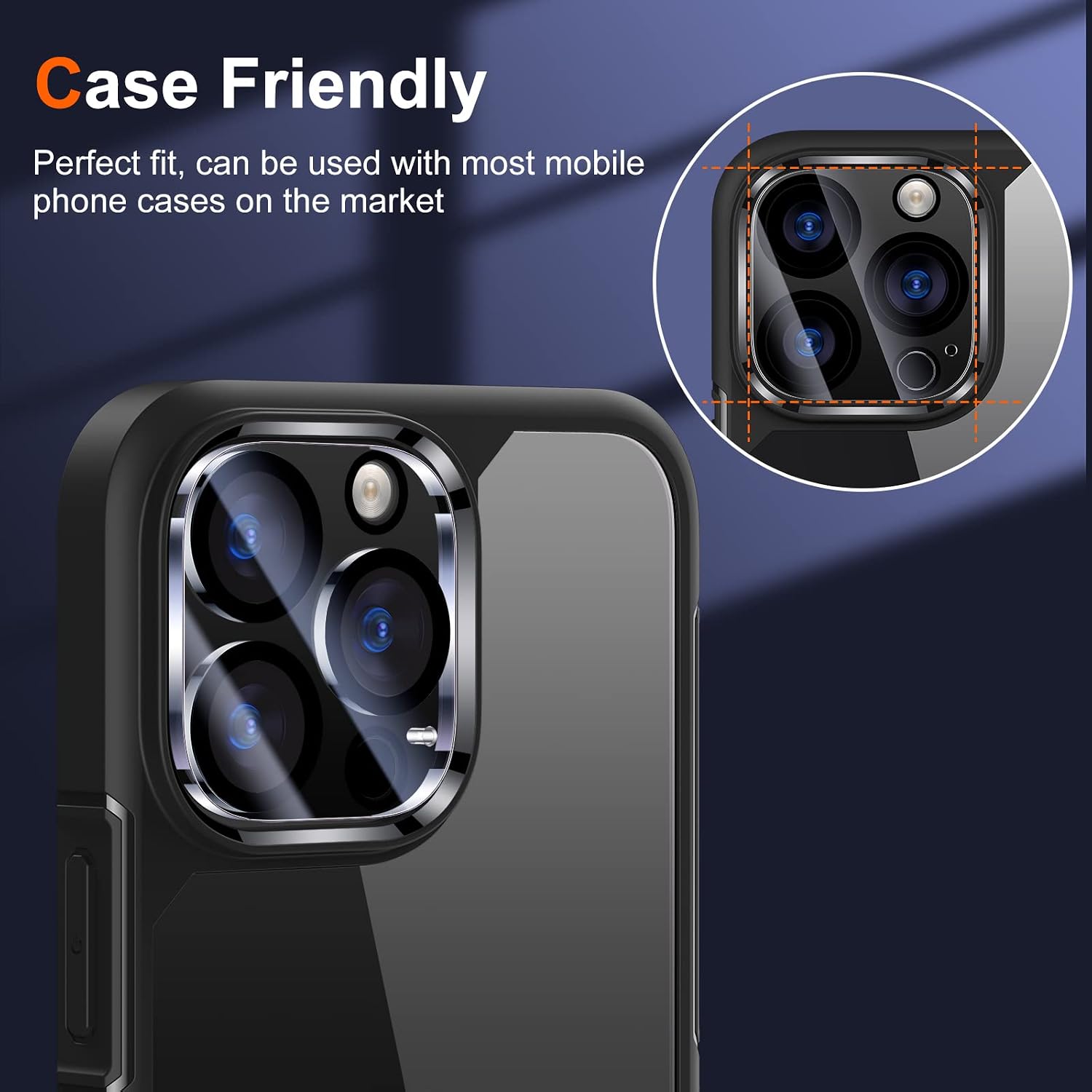 Detalle de UniqueMe Clear Camera Lens Protector for iPhone 13 Pro and 13 Pro Max, 3-Pack