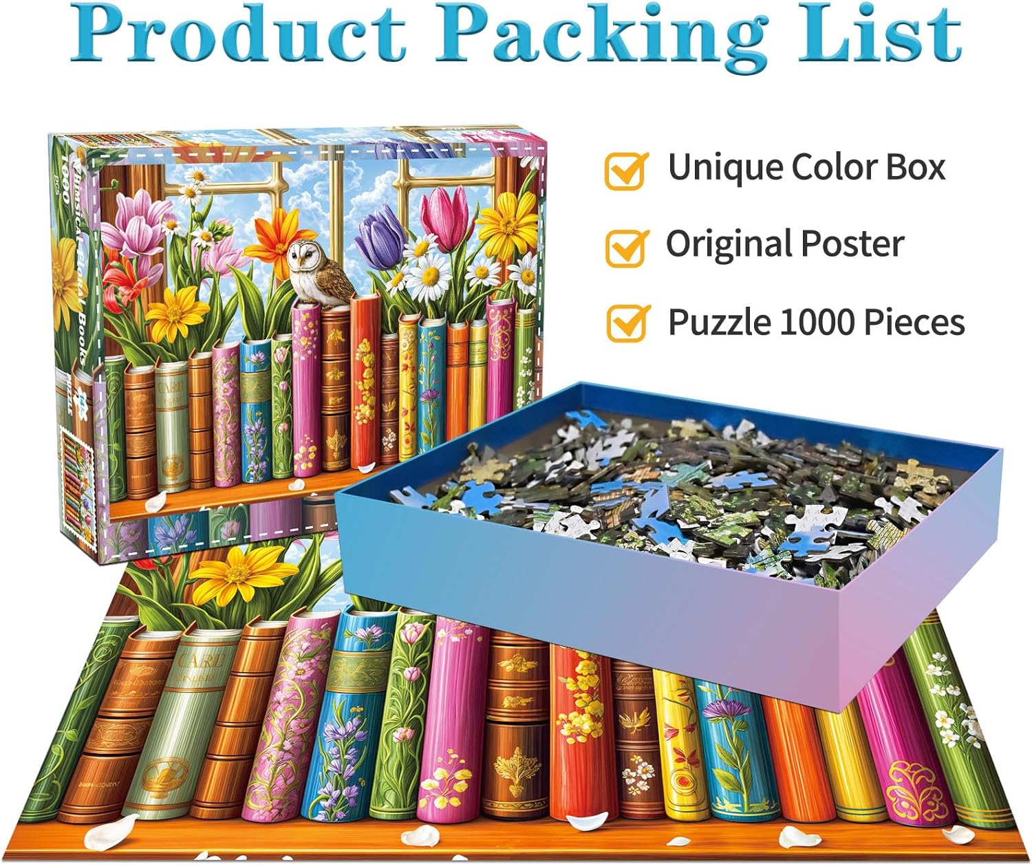 Thumbnail 1 de Puzzles 1000 Pieces for Adults: Whimsical Floral Books 1000 Piece Jigsaw