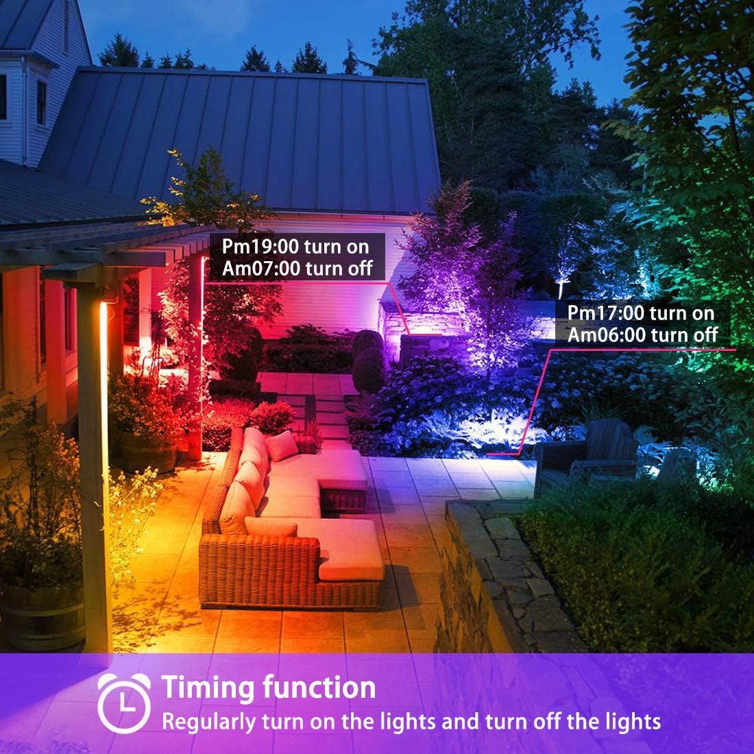 Thumbnail 1 de Bhochy LED Floodlight Outdoor 50W RGB (2 Pack) with Remote, Timing & 4 Modes, IP66