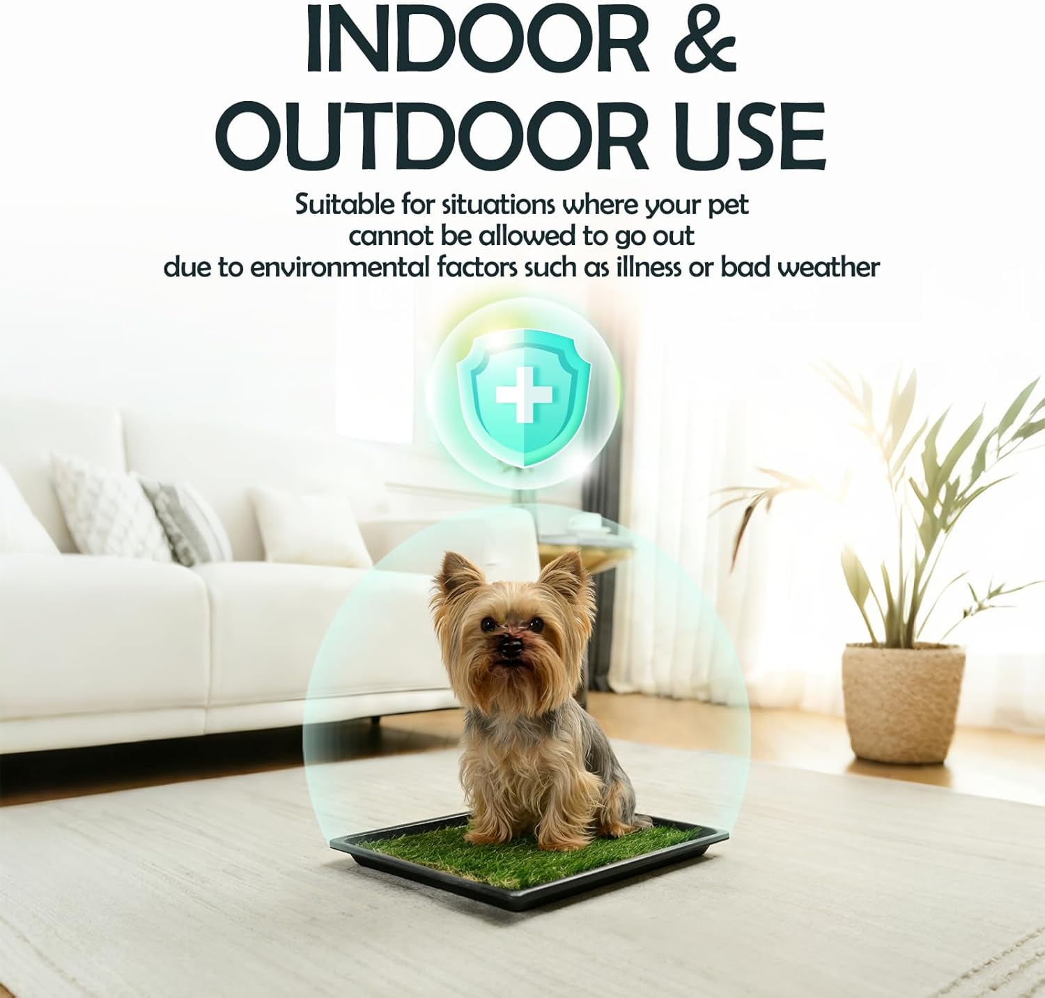 Detalle de MEEXPAWS Extra Kleine Hundetoilette aus Kunstrasen mit Tablett (44×34 cm) – für kleine Hunde bis 3 kg