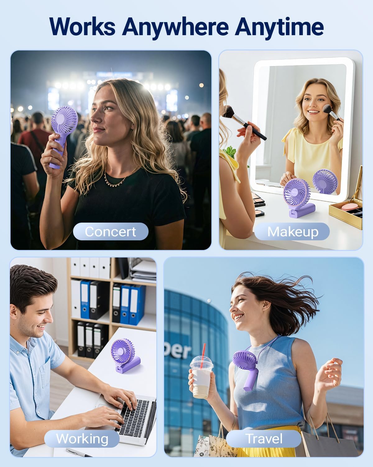 Thumbnail 5 de SWEETFULL Handheld Fan (5000mAh) – Portable Mini Fan with 6 Speeds, LED Display & Foldable Design