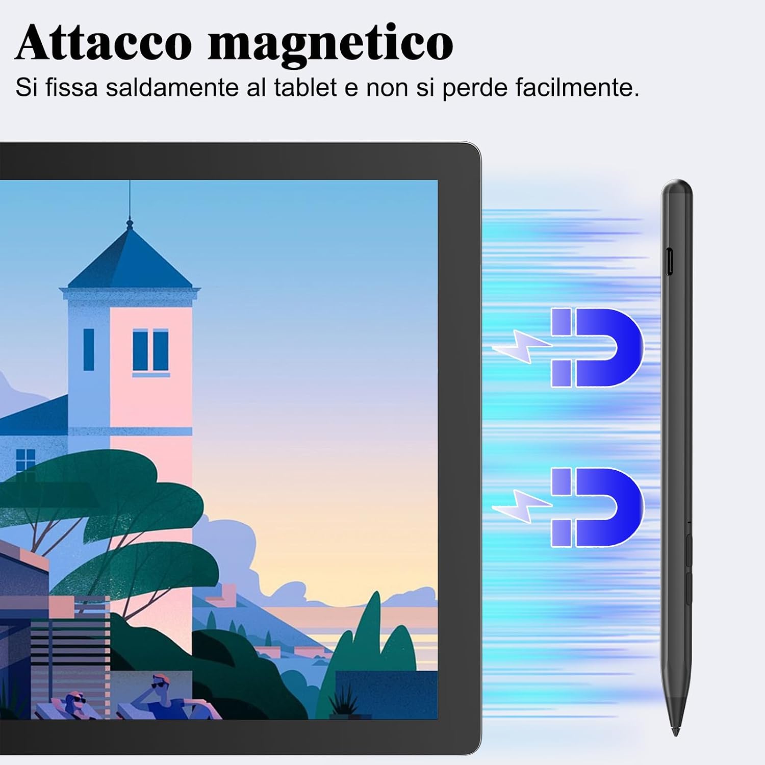 Detalle de Penna Stilo Microsoft Surface: 4096 Pressioni, inclinazione, palmo e ricarica rapida