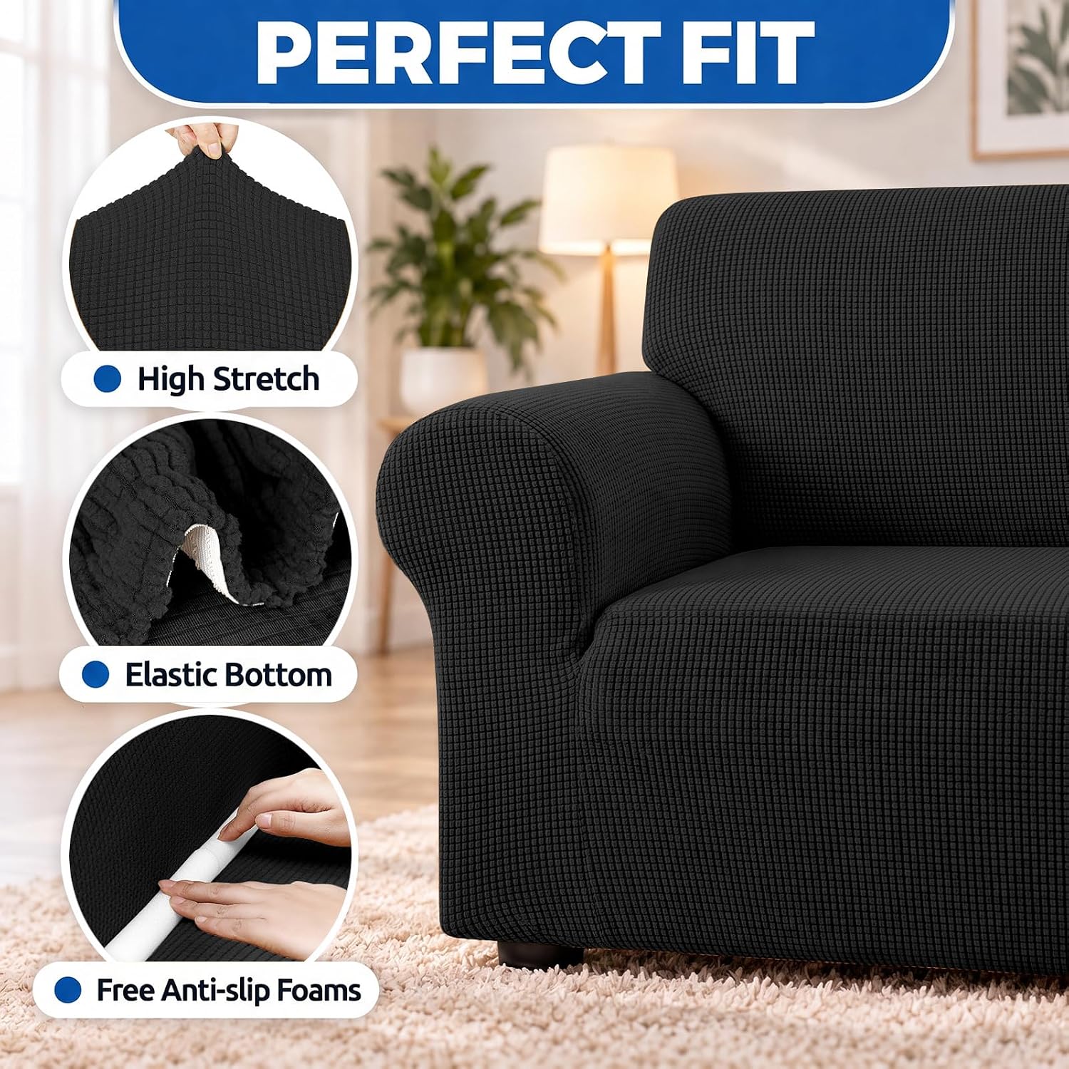 Thumbnail 5 de KEKUOU Stretch Sofa Cover 78"-94" ๐