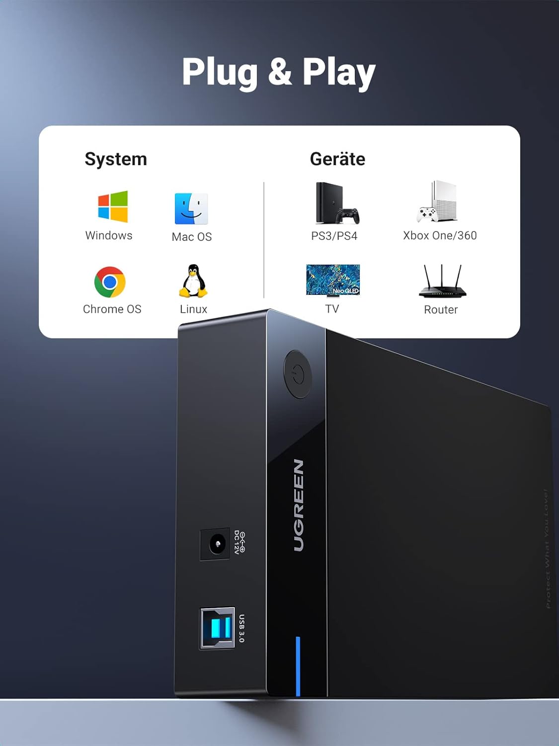 Detalle 2 de UGREEN USB 3.0 Festplattengehäuse 3,5 Zoll
