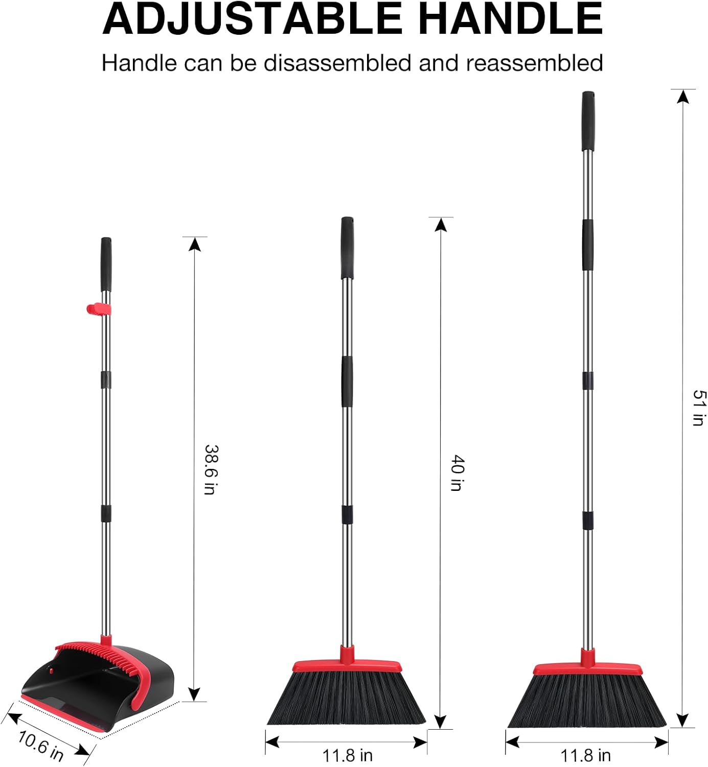 Detalle 2 de NACENA Broom and Dustpan Set with 52-Inch Handle