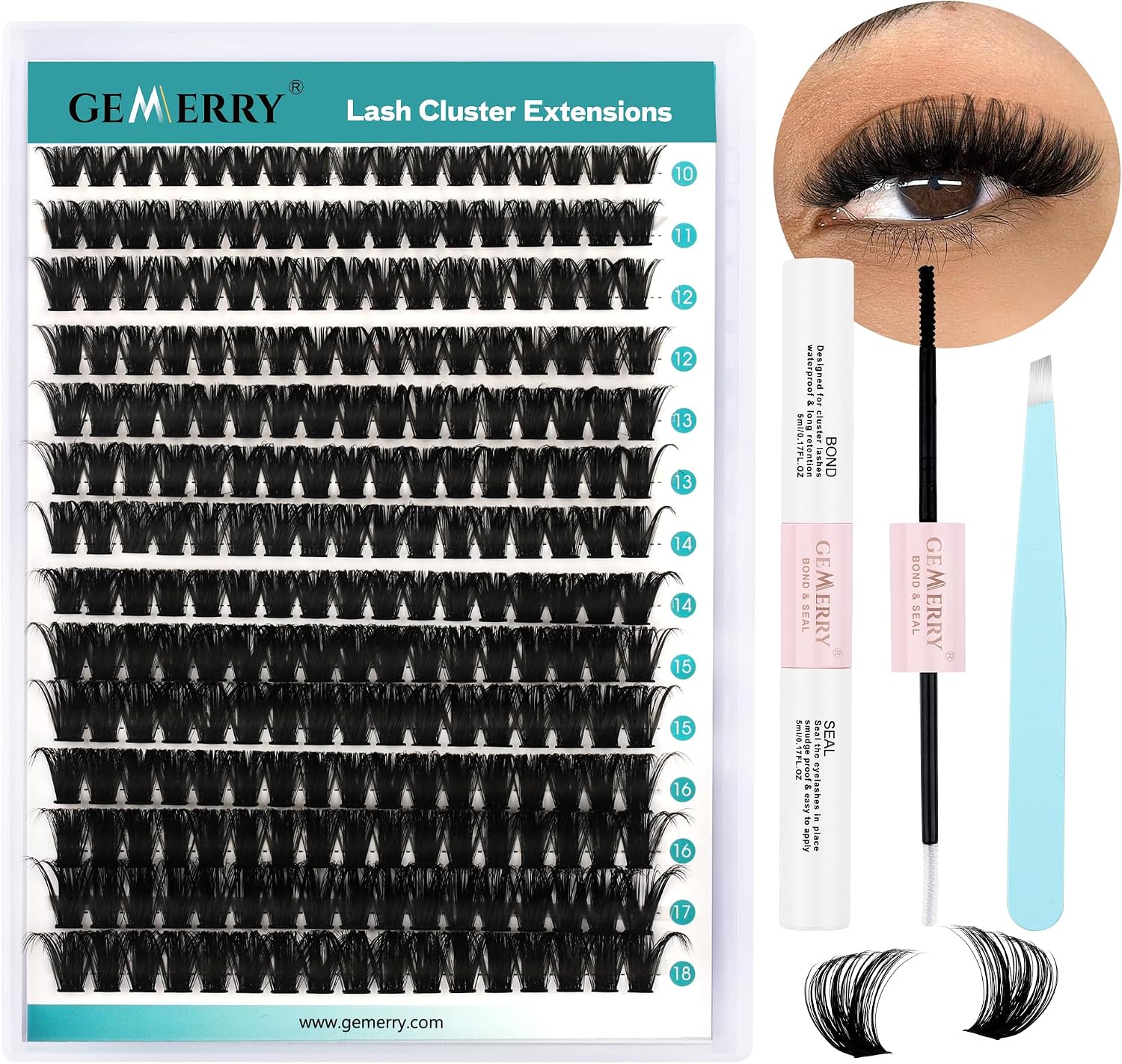Detalle de GEMERRY 80D-D-10-18mm-Set wimperverlengingsset met D-krul