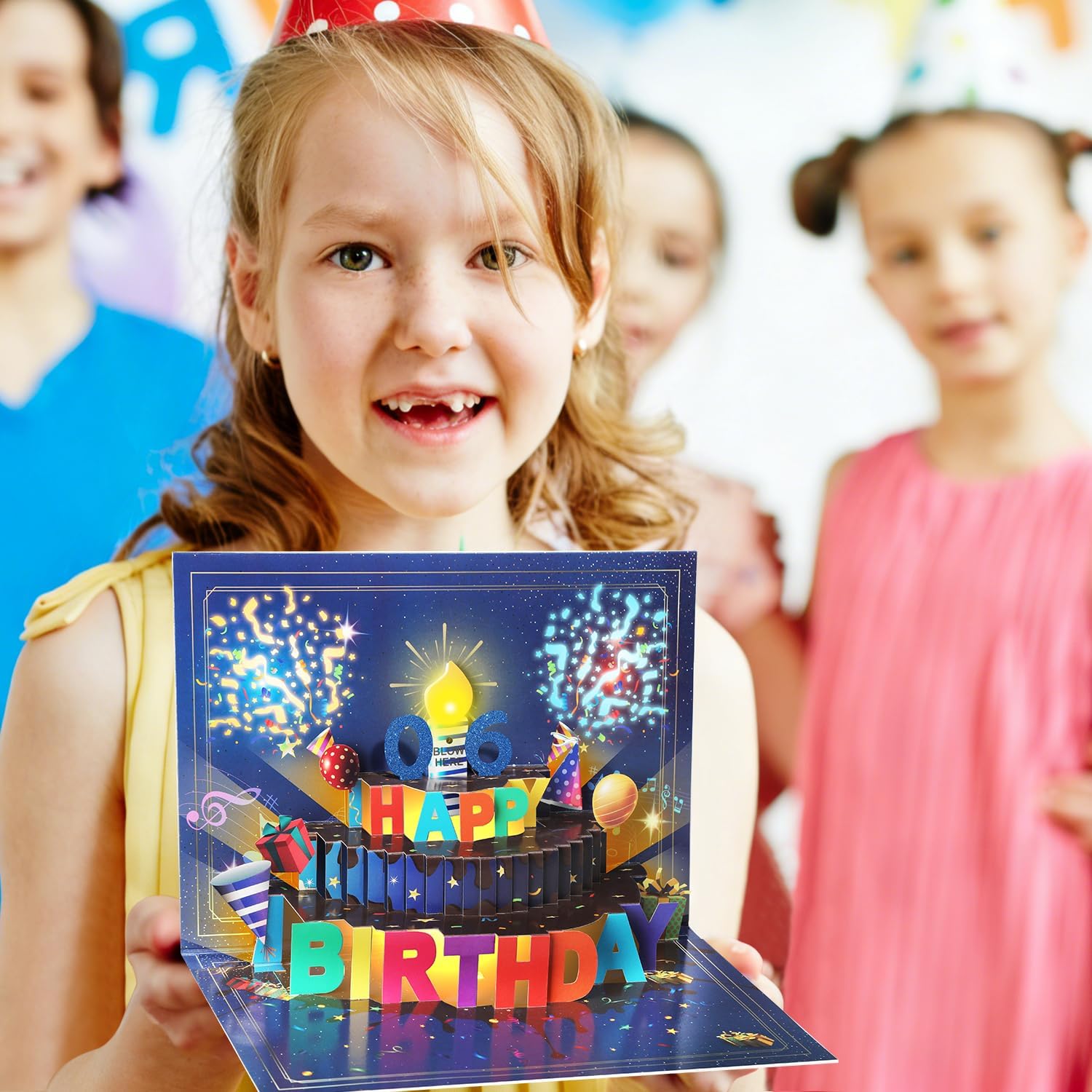 Thumbnail 6 de 3D Pop-Up Musical Birthday Card with Chocolate Cake Design, LED Candle & Confetti Poppers