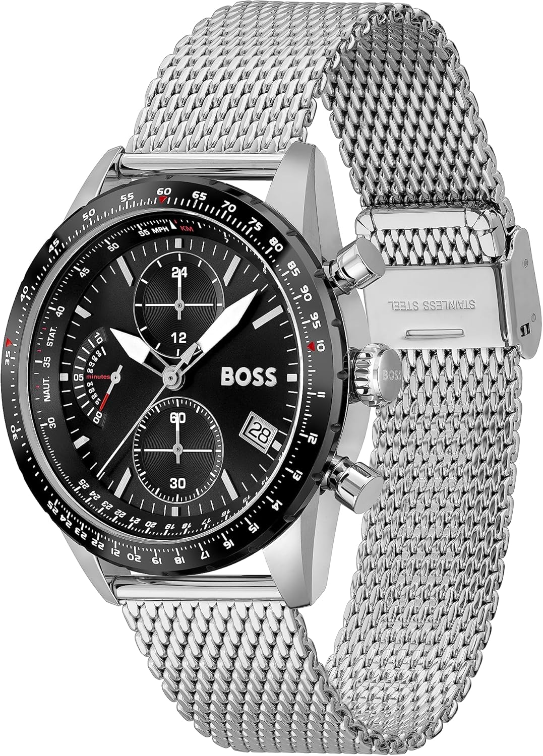 Thumbnail 1 de BOSS Orologio Cronografo al Quarzo da Uomo – Pilot Edition Chrono con Cinturino in Maglia Metallica (1513886)