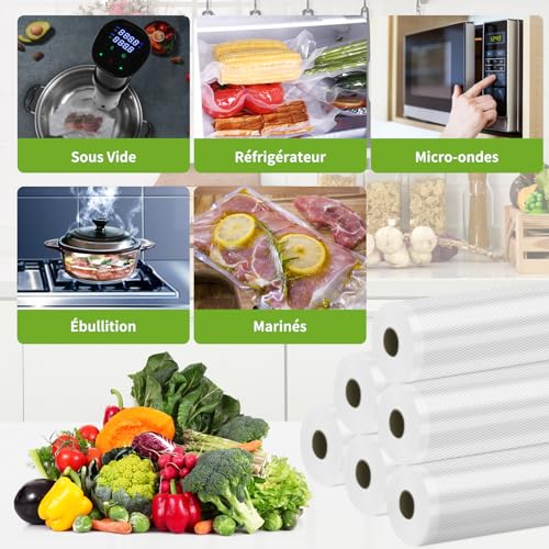 Detalle de Vihoom Rouleau Sous Vide Alimentaire – 6 rouleaux 28x300 cm, sans BPA
