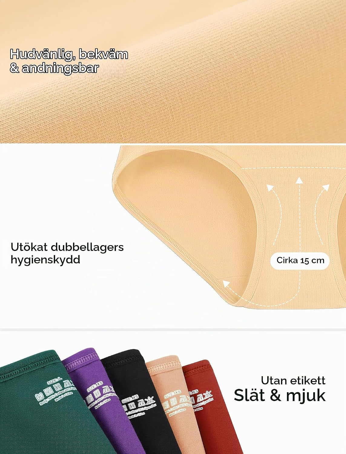 Detalle 2 de VOENXE hipstertrosor för dam, 5-pack i stretchbomull